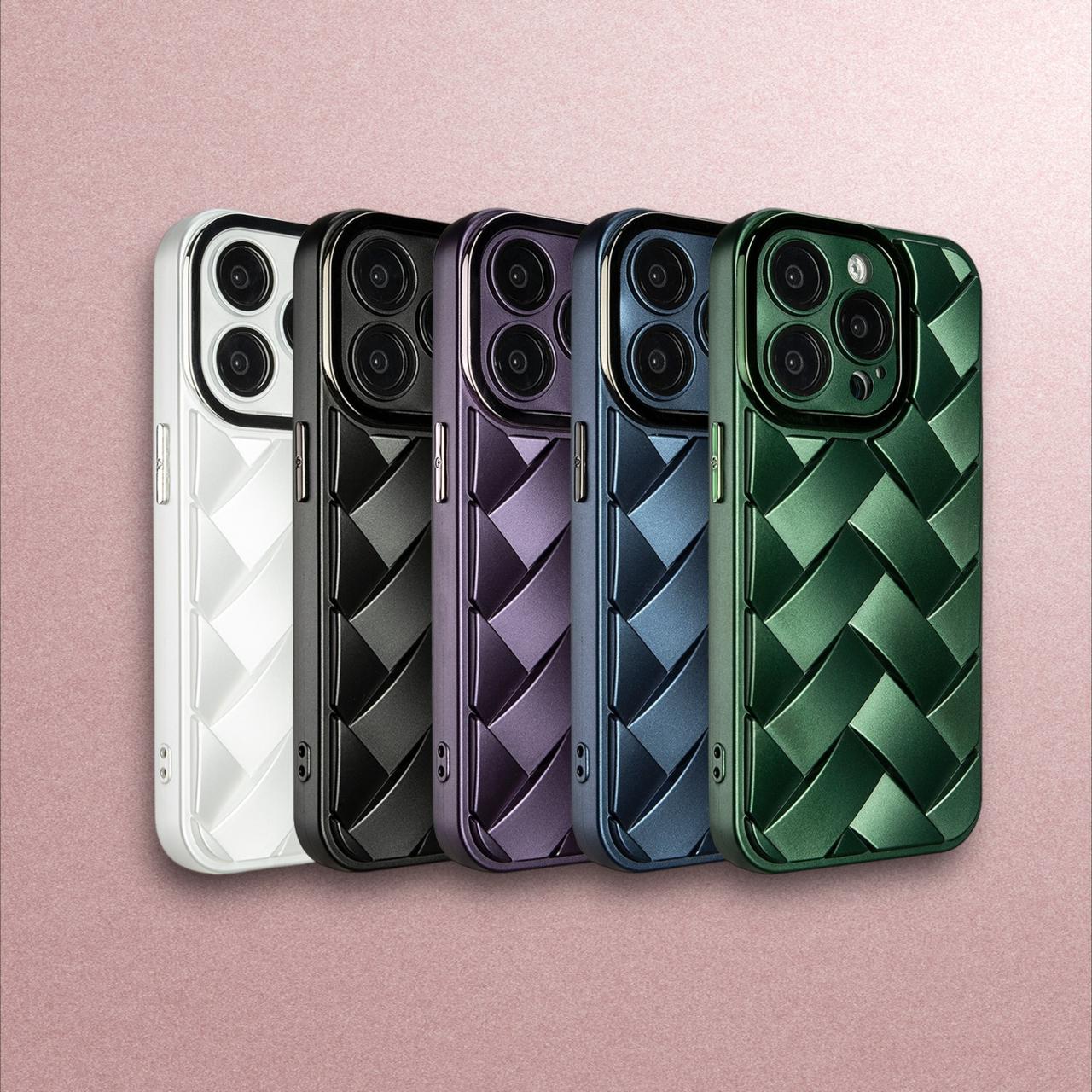 Iphone 12 Pro Max,13 Pro Max,14 ProMax,15 Pro Max :- Matte Frosted Solid Colour Braided Case