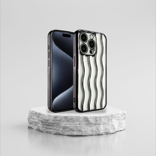 Iphone 12 Pro,13 Pro,14 Pro,15 Pro :- 3D Designed Plating Wavy Luxury Case