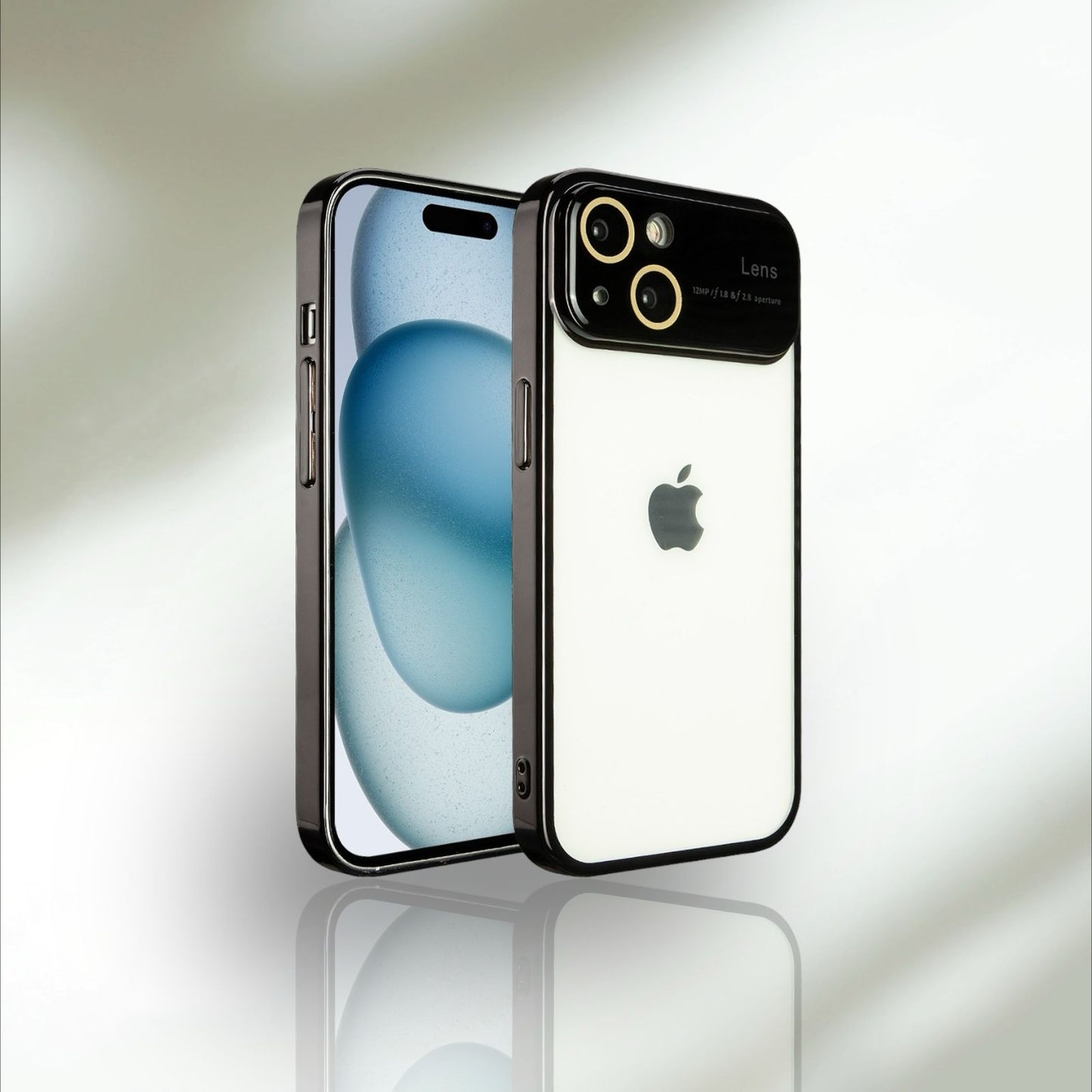 Iphone 14 Plus,15 Plus :- Transparent Designer Camera Lens Case