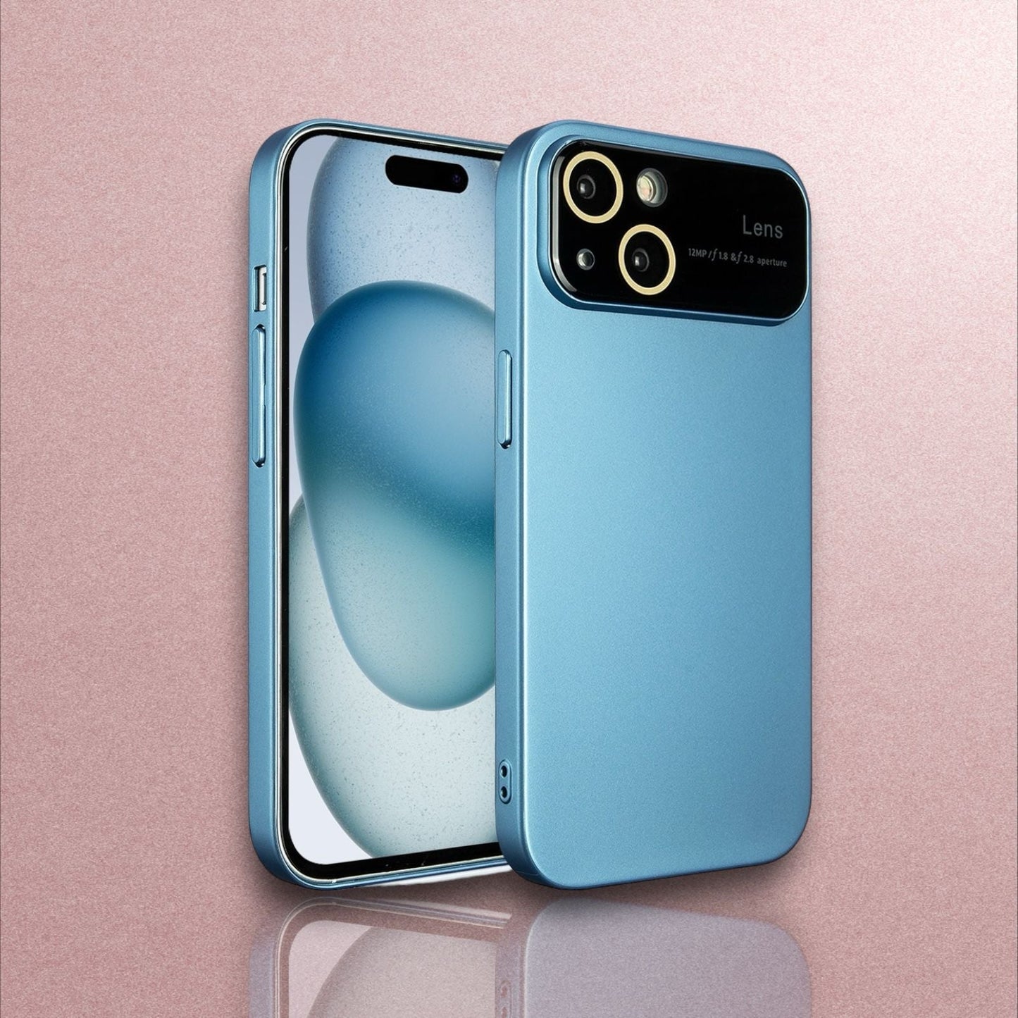 Iphone 14 Plus,15 Plus:- Solid Colour Italian Big Window Camera Case