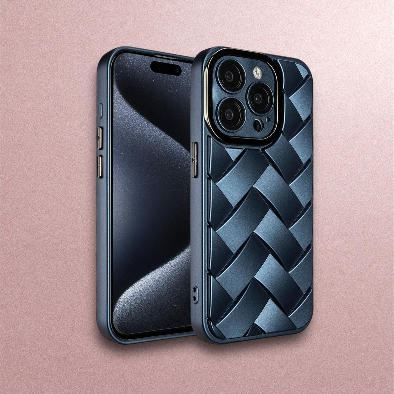 Iphone 12 Pro,13 Pro,14 Pro,15 Pro :- Matte Frosted Solid Colour Braided Case