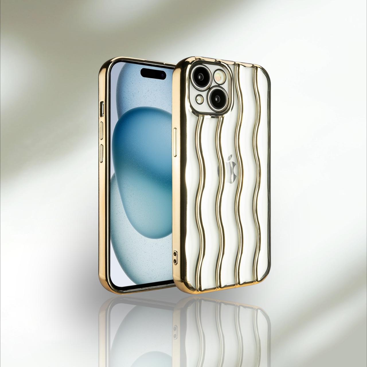 Iphone 12,13,14,15:- 3D Designed Plating Wavy Luxury Case