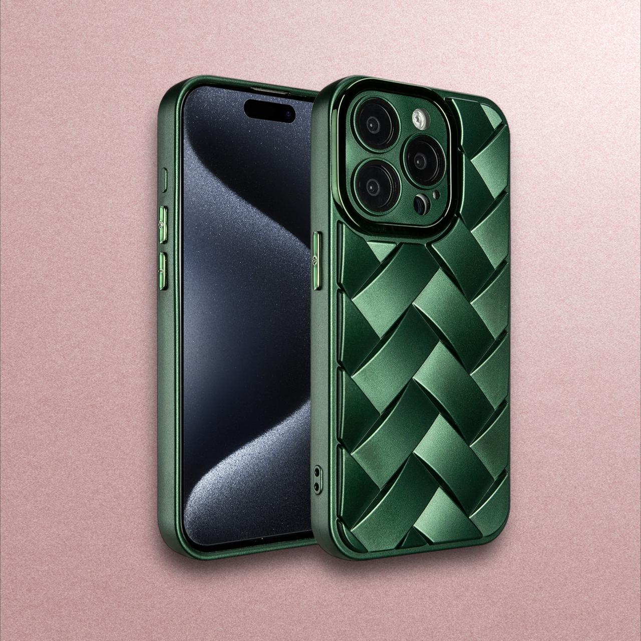 Iphone 12 Pro,13 Pro,14 Pro,15 Pro :- Matte Frosted Solid Colour Braided Case