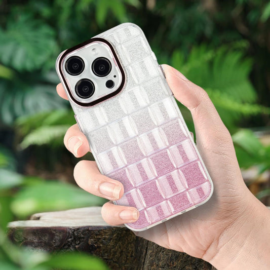 Iphone 12 Pro,13 Pro,14 Pro,15 Pro:-3D Italian Designer Grid Glitter Case