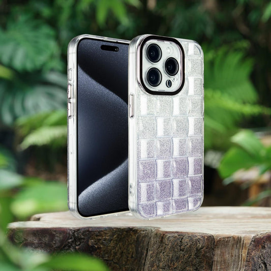 Iphone 12 Pro,13 Pro,14 Pro,15 Pro :- 3D Italian Designer Grid Glitter Case