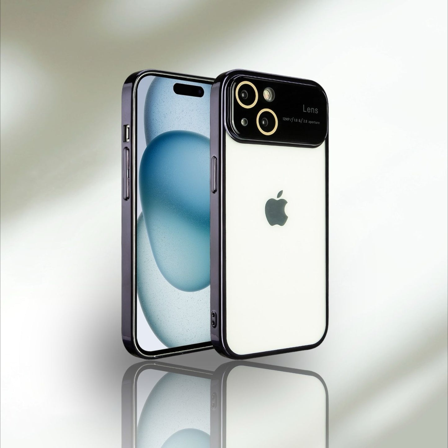 Iphone 14 Plus,15 Plus :- Transparent Designer Camera Lens Case