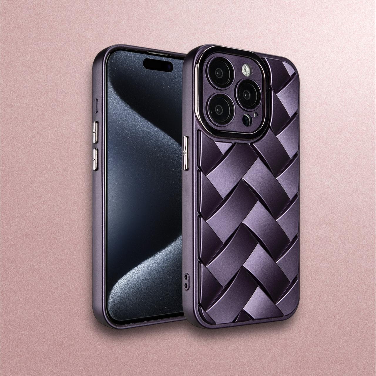 Iphone 12 Pro Max,13 Pro Max,14 ProMax,15 Pro Max :- Matte Frosted Solid Colour Braided Case